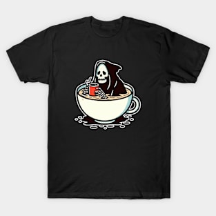 grim reaper soaking in coffee T-Shirt